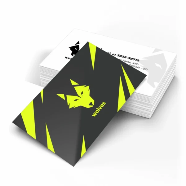 Cartão de visita VibePrint no papel couche 300gr com frente colorida e brilho total