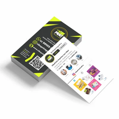 Cartão de visita Instagram colorido com verniz localizado, produzido em Goiânia pela gráfica online VibePrint.