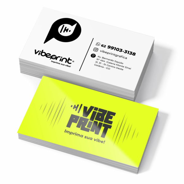 Impressão de cartão de visita personalizado VibePrint em papel couche 300gr.