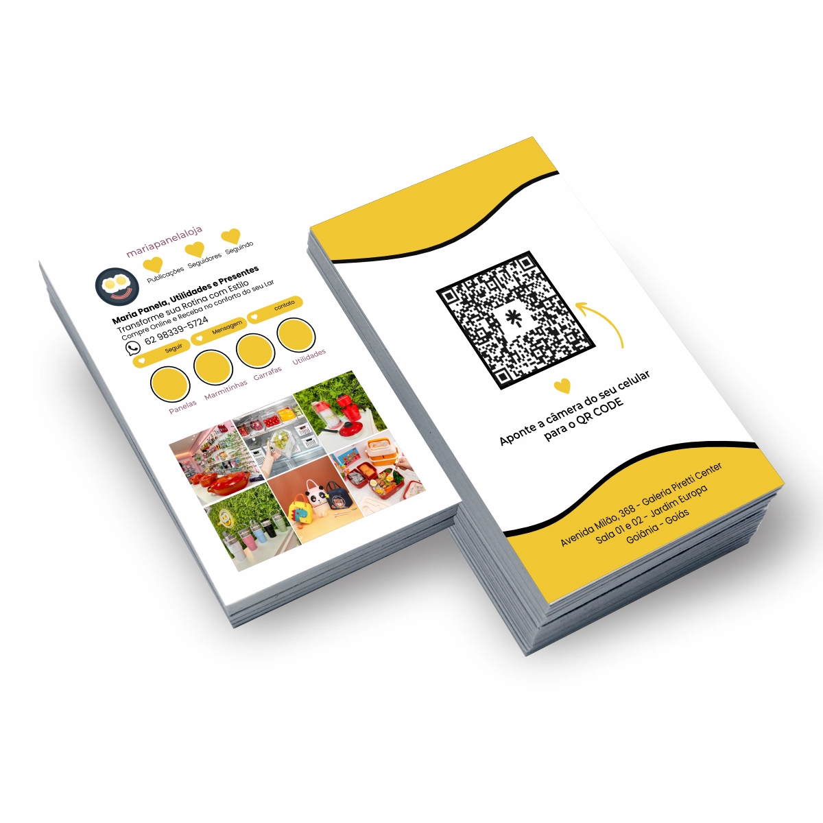 Cartão de visita Instagram colorido com verniz localizado, produzido em Goiânia pela gráfica online VibePrint.