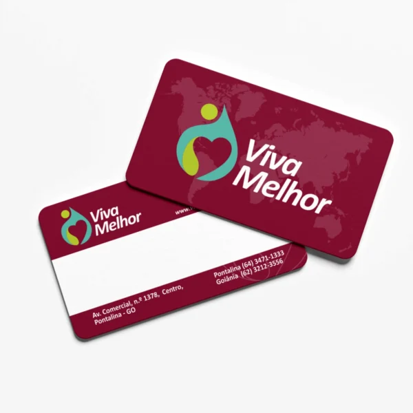 Cartão em PVC branco com acabamento premium, ideal para empresas da vibeprint gráfica online