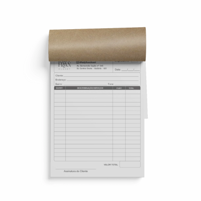 Bloco de pedido com 100 folhas, ideal para organização de pedidos em empresas.